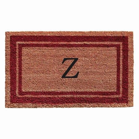 Monogram Door Mat, Natural, Burgundy, 24 in W x 36 in L